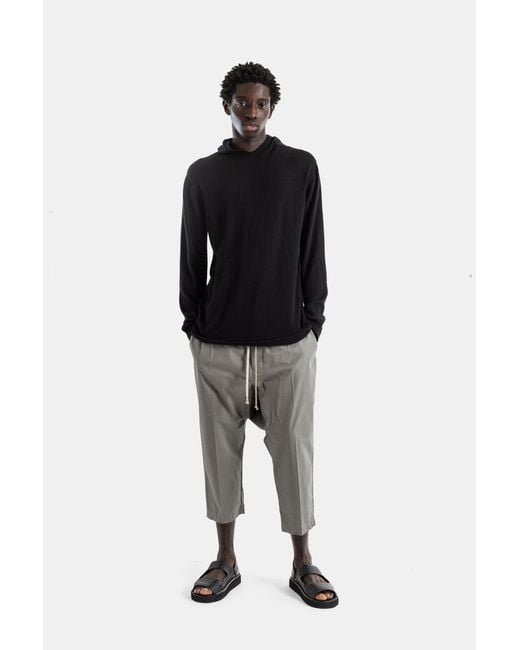 Rick Owens Black Oversize Wool Hoodie Sweater for men