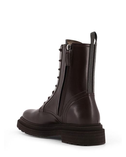 Brunello Cucinelli Black Leather Ankle Boots