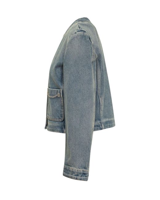 Givenchy Blue Blouson In Jeans With 4g