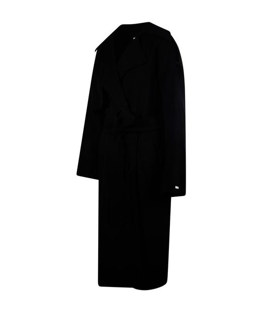 Sportmax Black Belted Long-Sleeved Coat