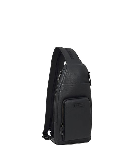 Piquadro Black Shoulder Bag For Ipad Mini, Portable As A Backpack for men