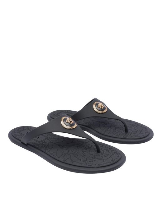 Versace Blue Alia Rubber Flat Sandals