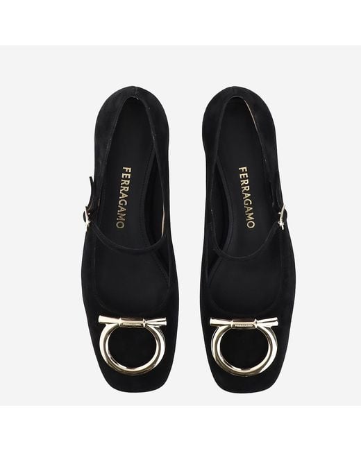 Ferragamo Black Ballerinas Marry2 Suede Upper: Goat Leather Ballerina Shoes