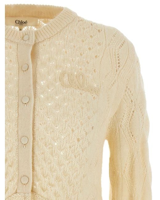 Chloé Natural Pointelle Cardigan