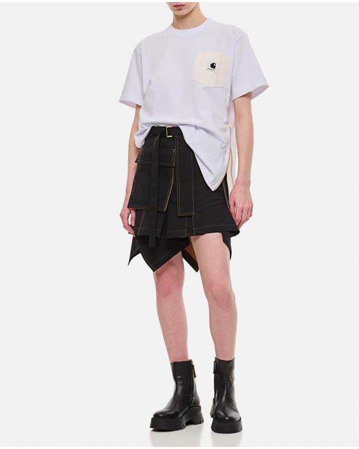 Sacai Black X Carhartt Wip Suiting Bonding Cotton Skirt