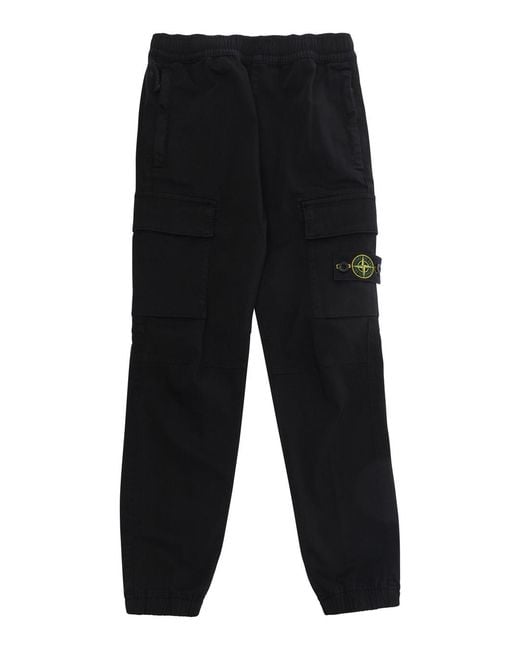 Stone Island Black Boys Trousers Cotton for men