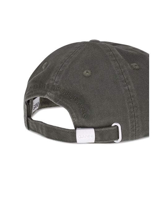 Ganni Gray Baseball Cap Cotton Hat