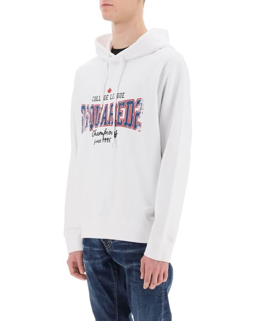 DSquared² White Cool Fit Printed Hoodie for men
