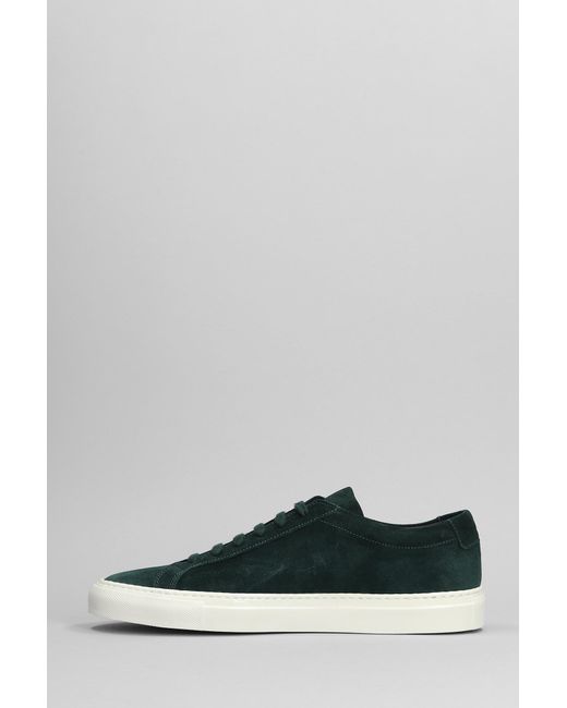 Common Projects Gray Achilles Sneakers In Green Suede for men