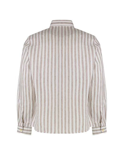 Sonrisa White Striped Linen Shirt for men