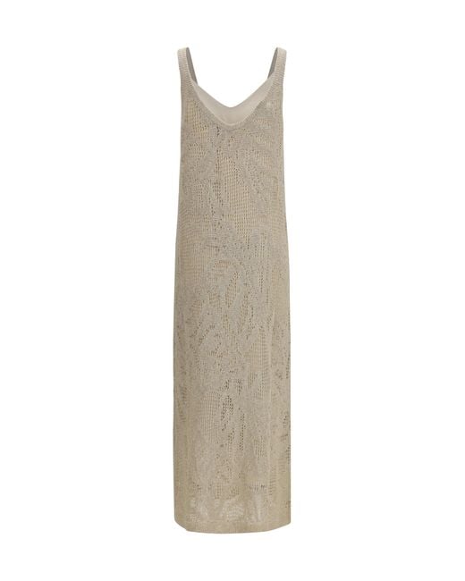 Brunello Cucinelli Natural Dress Water Lillies Linen