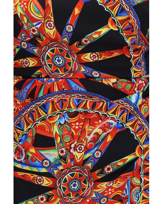 Dolce & Gabbana Red Dolce & Gabbana Carretto Print Charmeuse Dress