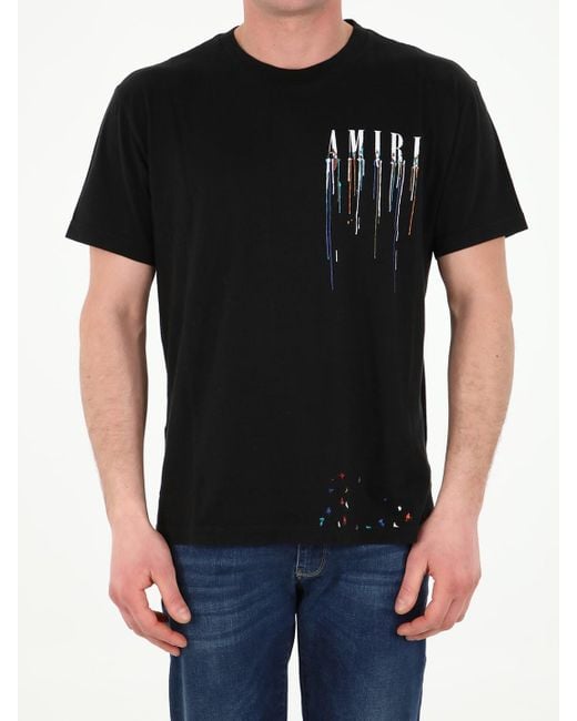 Amiri Cotton Paint Drip Tshirt in Black for Men Lyst