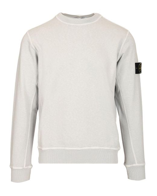 Stone Island White Crewneck Sweatshirt Sweatshirts for men