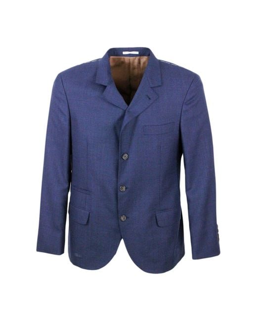 Brunello Cucinelli Blue 3-Button Unlined Jacket for men