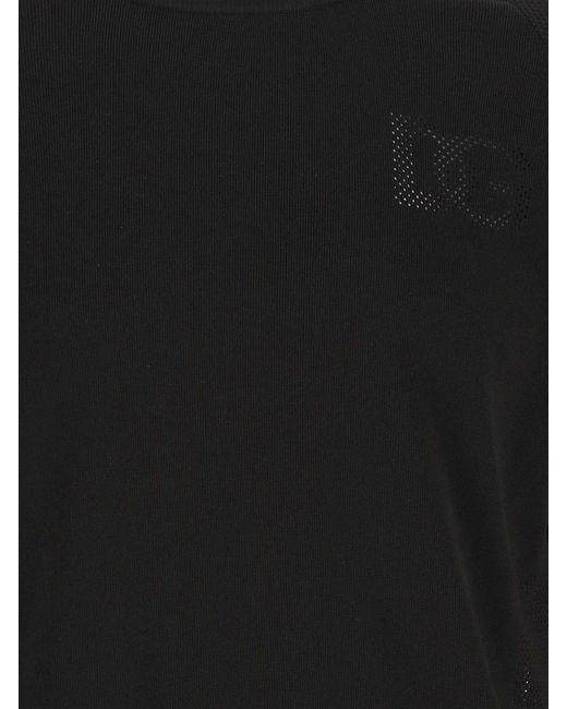 Dolce & Gabbana Black Perforated Detailed Crewneck Sweatshirt for men