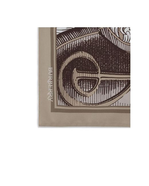 Burberry Natural Knight Engraving Print Silk Scarf for men