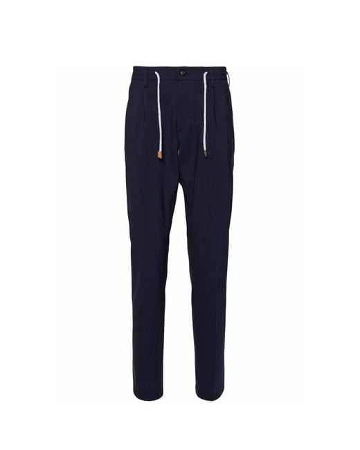 Eleventy Blue Trousers With Drawstring for men