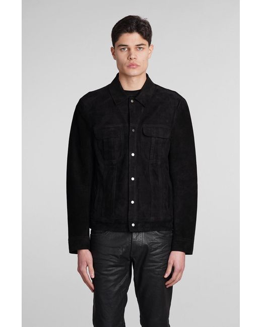 Salvatore Santoro Leather Jacket In Black Suede for men