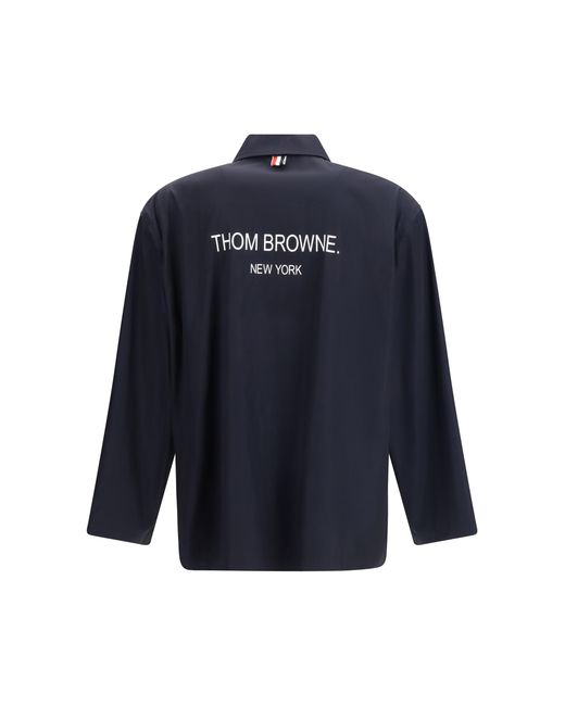Thom Browne Blue Packable Logo Print Jacket Polyester for men