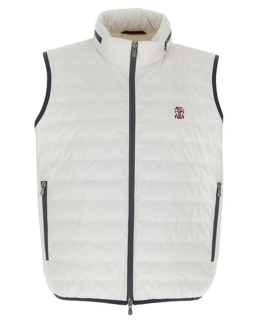 Brunello Cucinelli Gray Polyamide Sleeveless Jacket Clothing for men