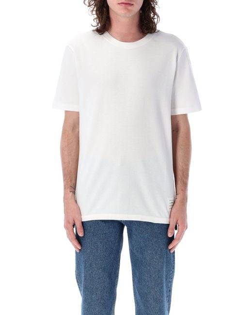 Thom Browne White Relaxed Fit Ss Tee for men