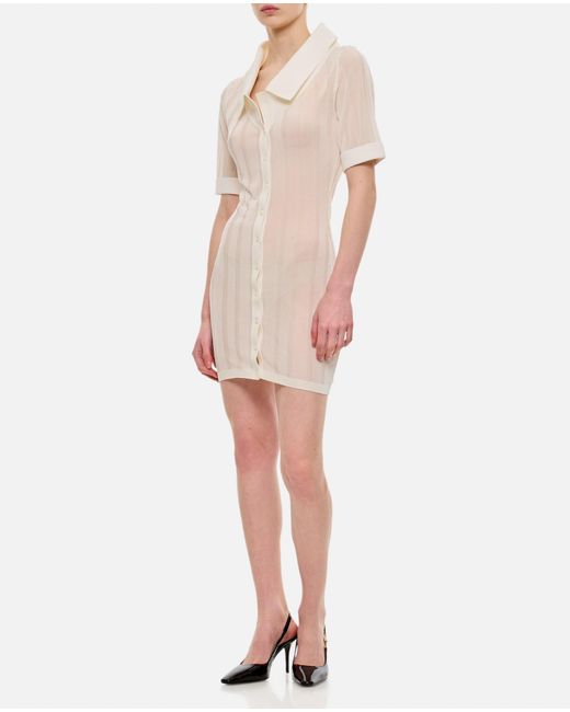 Jacquemus White Front Buttoned Short Dress