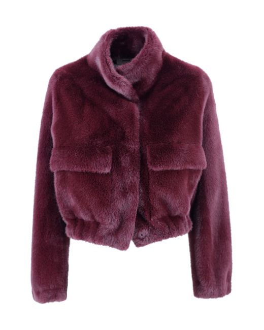 VALENTINI 1972 Purple Faux Fur Jacket With High Collar