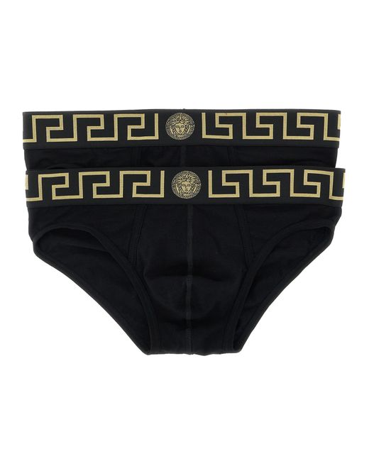 Versace Black Greca 2-Pack Briefs Set for men