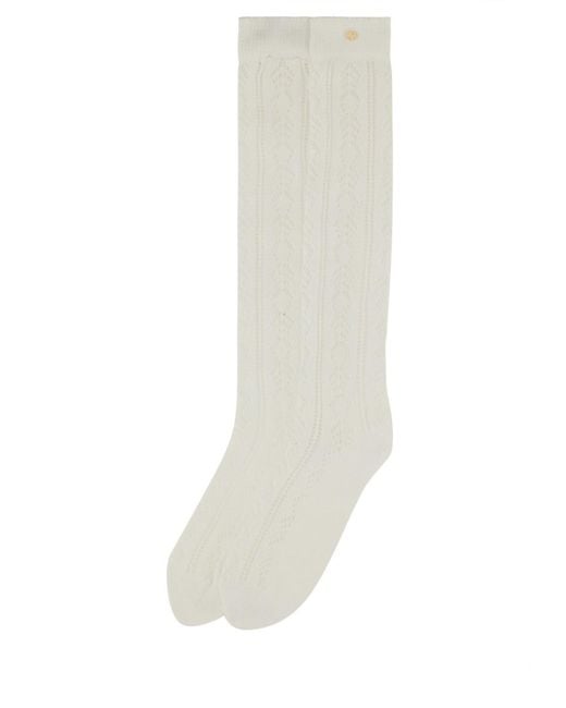 Valentino White Perforated Cotton Socks With Vlogo