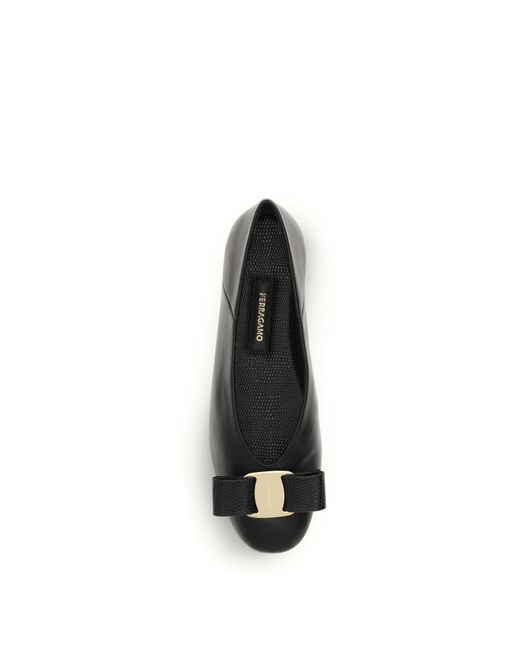 Ferragamo White Ballerina Flats Vara Bow Calf Leather Shoes