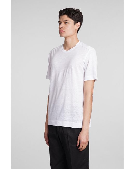 Zegna T-shirt In White Linen for men