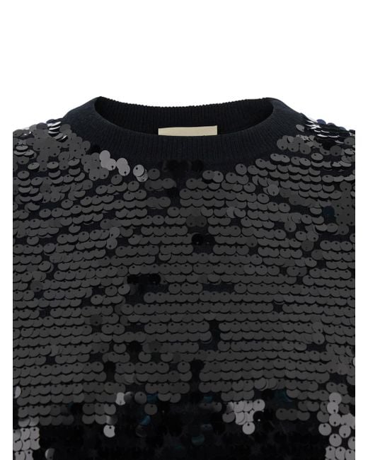 Semicouture Black Sweater With All-Over Sequins