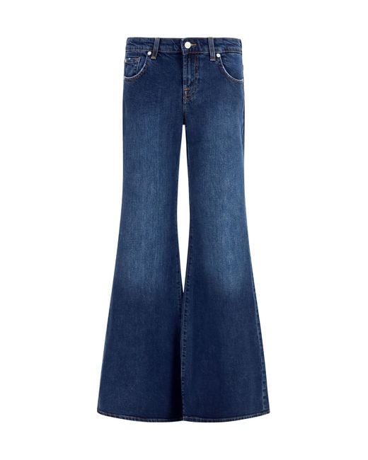 7 For All Mankind Blue Jeans Low-Rise Flared Cotton