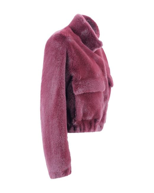 VALENTINI 1972 Purple Faux Fur Jacket With High Collar