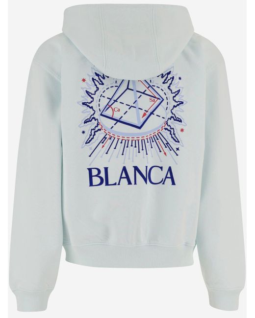 Casablanca Blue Cotton Hoodie With Logo Organic Sweatshirts for men