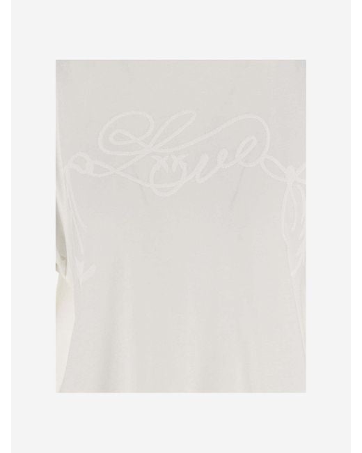 Pinko White Love Print Cotton T-shirt
