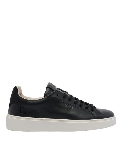 Date Black Sneakers Calf Leather/Rubber Sole for men