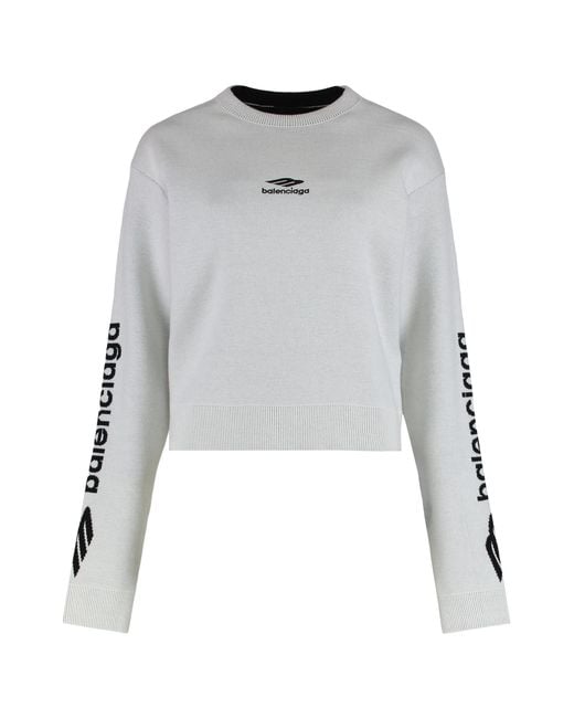 Balenciaga Gray Crew Neck Wool Double Face Sweater