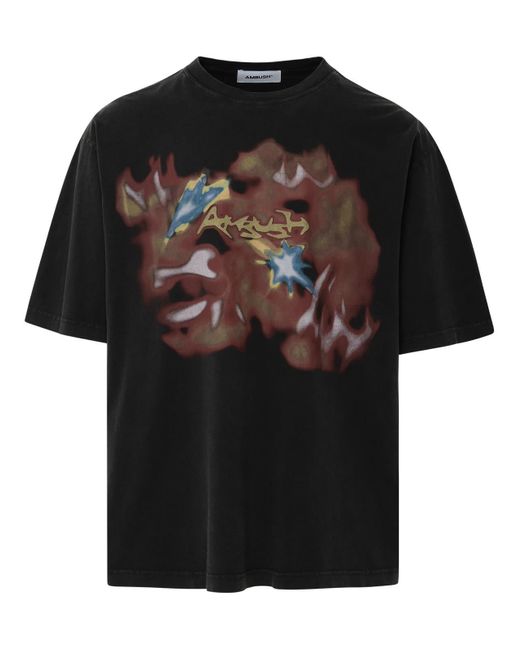 Ambush Black Abstract-printed Crewneck T-shirt for men