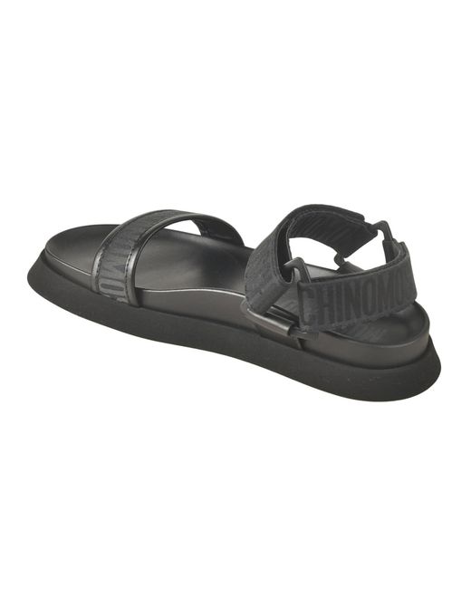 Moschino Black Logo Strap Flat Sandals for men