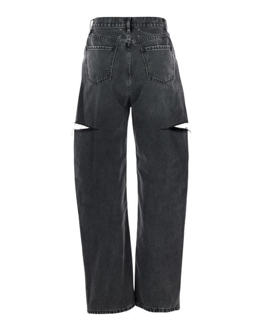 Maison Margiela Blue Five-Pocket Style Jeans With Rips