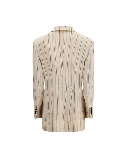 Dolce & Gabbana Natural Dolce & Gabbana Single-Breasted Regimental Pinstripe Jacket