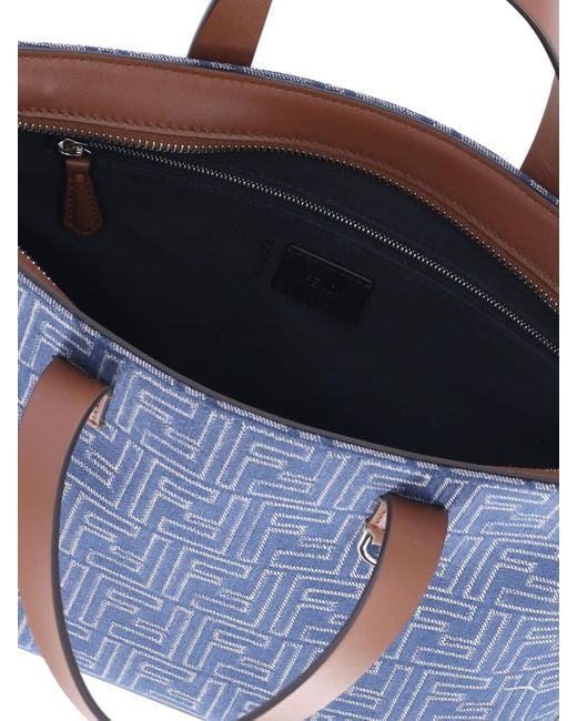 Fendi Blue Small Tote Bora Ff for men