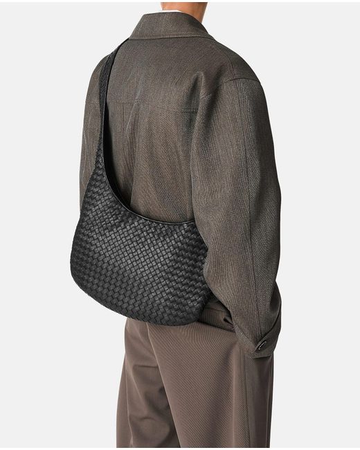 Bottega Veneta Black Small Hobo Intreccio Bag for men