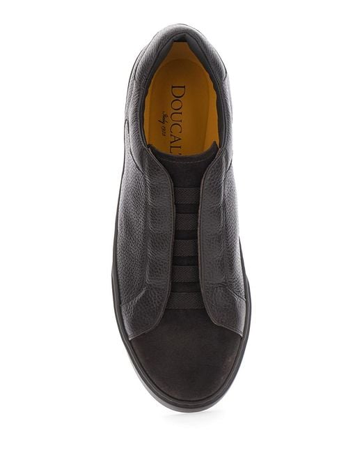 Doucal's Black Sneakers Spencer Calfskin Calf Trainers for men