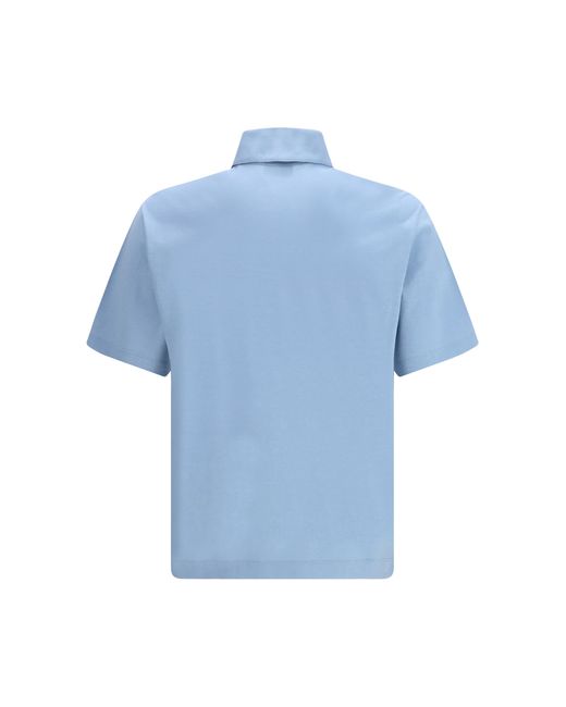Ferragamo Blue Short-Sleeve Jersey Polo Cotton Shirts for men