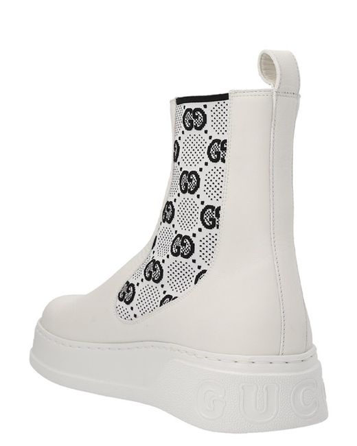 Gucci White Gg Ankle Boots for men