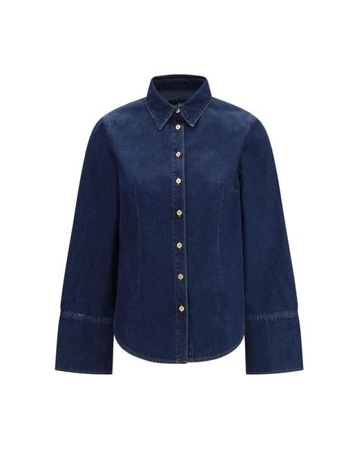 7FOR Blue Denim Shirt Cotton