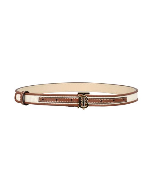 Burberry Natural Canvas And Leather Tb Belt